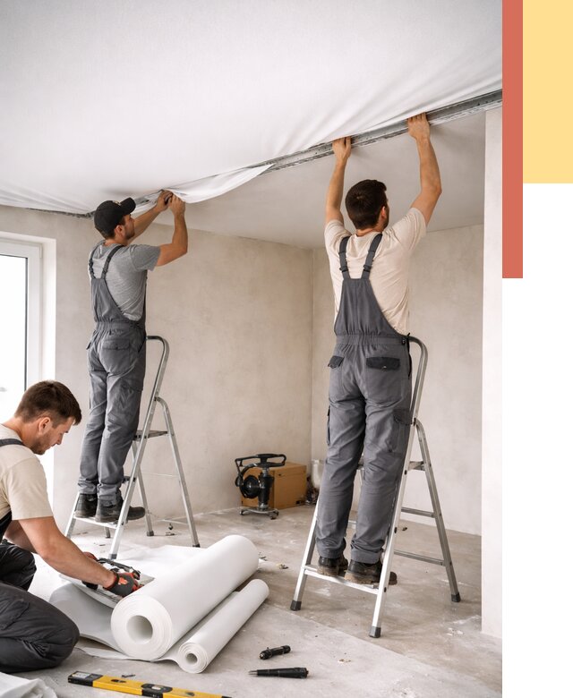 Монтаж тканевого натяжного потолка в Урюпинске от 3605 руб. под ключ | ОТДЕЛОЧНИК-Рюп