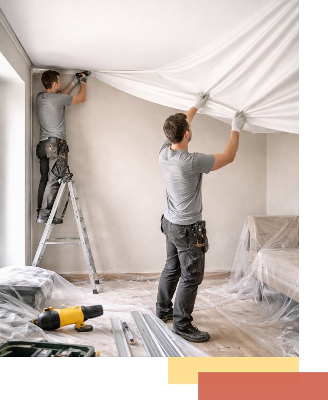 Монтаж тканевого натяжного потолка в Урюпинске недорого и быстро