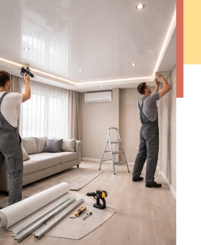 Монтаж глянцевого натяжного потолка в Урюпинске от 773 руб. под ключ | ОТДЕЛОЧНИК-Рюп