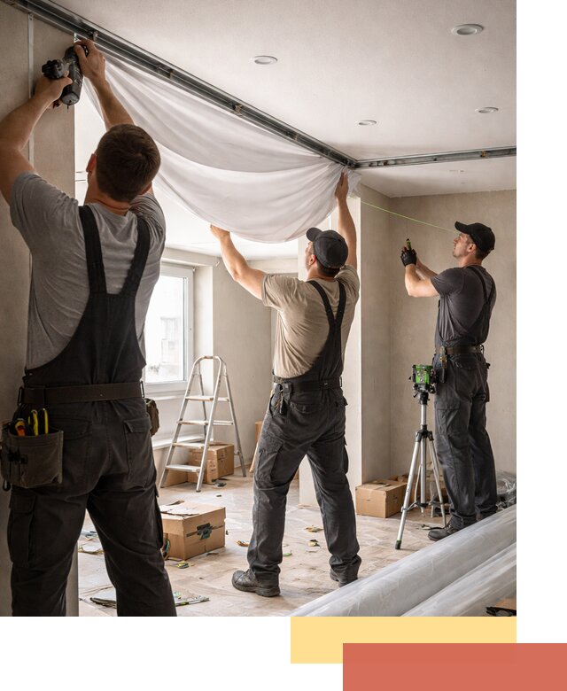 Монтаж парящего натяжного потолка под ключ в Урюпинске