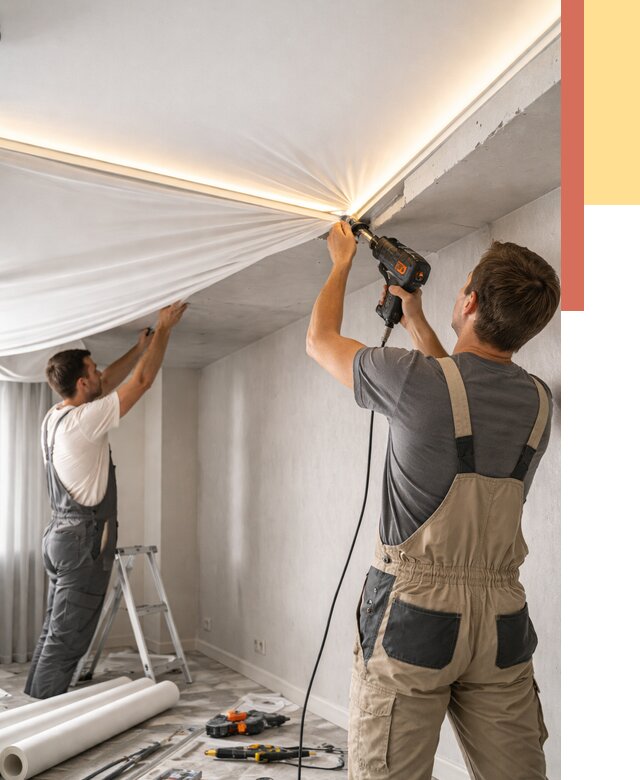 Монтаж натяжного потолка с подсветкой в Урюпинске от 979 руб. | ОТДЕЛОЧНИК-Рюп