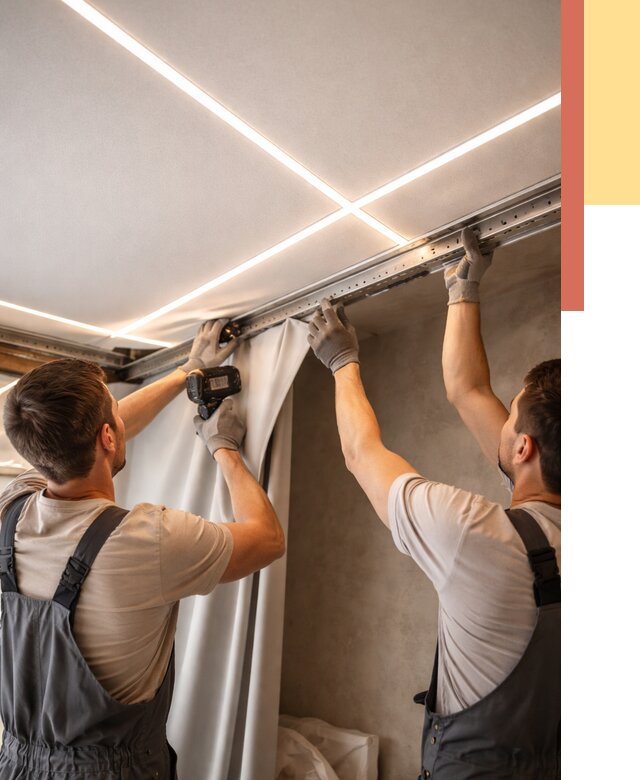 Монтаж натяжного потолка со световыми линиями в Урюпинске от 1236 руб. | ОТДЕЛОЧНИК-Рюп