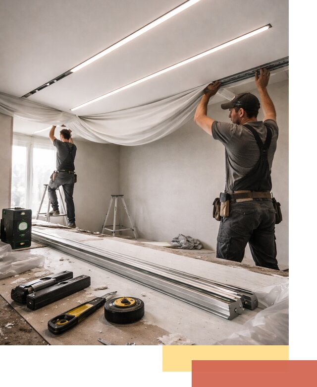 Монтаж натяжных потолков со световыми линиями в Урюпинске