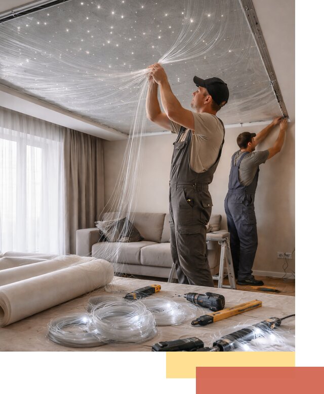 Монтаж натяжного потолка «Звездное небо» в Урюпинске