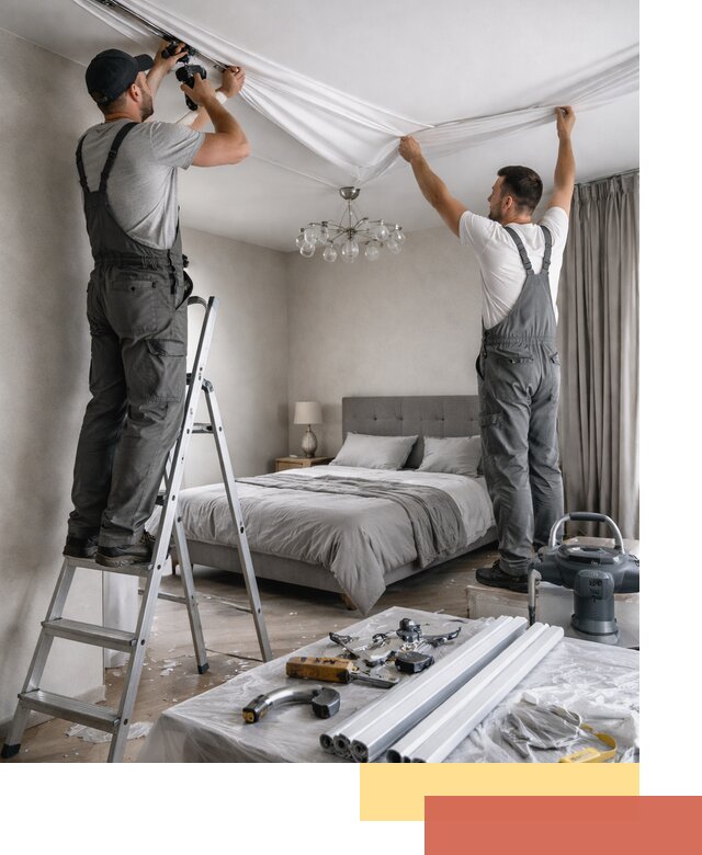 Монтаж натяжного потолка в спальне в Урюпинске