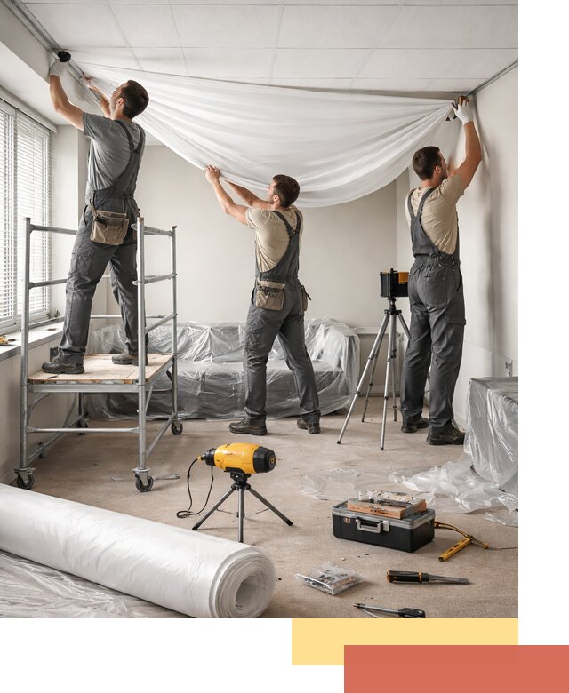 Монтаж натяжного потолка в офисе в Урюпинске