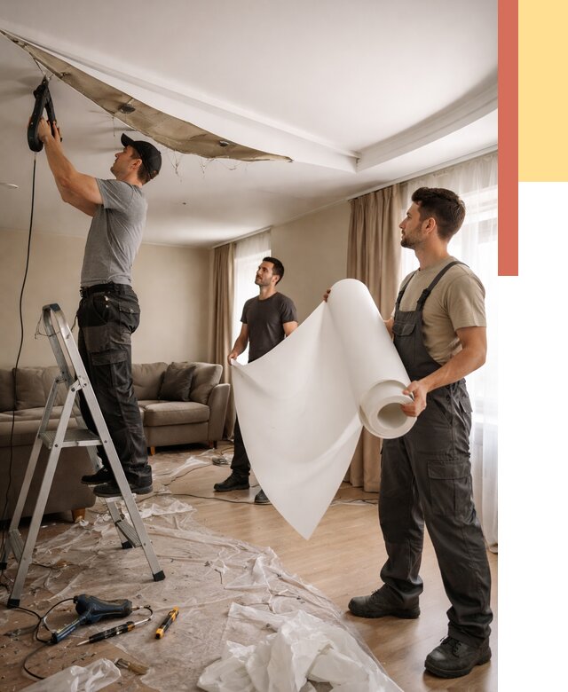 Замена полотна натяжного потолка в Урюпинске от 9786 руб. быстро и недорого | ОТДЕЛОЧНИК-Рюп