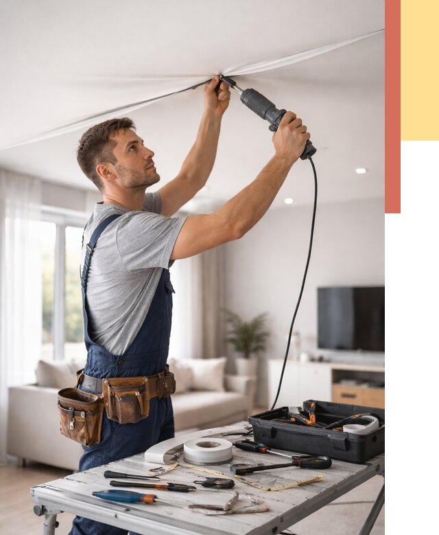 Ремонт натяжных потолков в Урюпинске от 9786 руб. под ключ — ОТДЕЛОЧНИК-Рюп