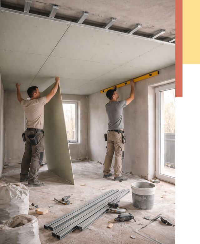 Одноуровневый потолок из гипсокартона в Урюпинске от 773 руб. — монтаж под ключ | ОТДЕЛОЧНИК-Рюп