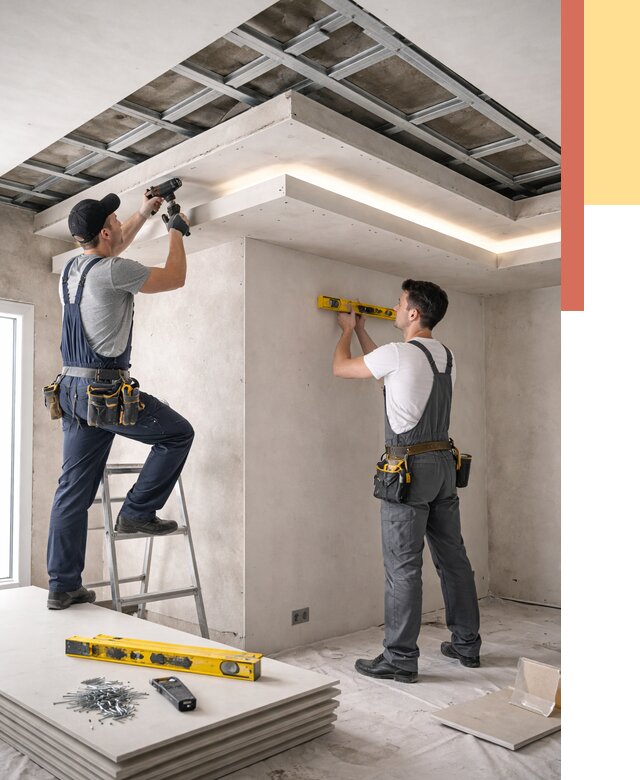 Двухуровневый потолок из гипсокартона в Урюпинске от 1494 руб. под ключ | ОТДЕЛОЧНИК-Рюп