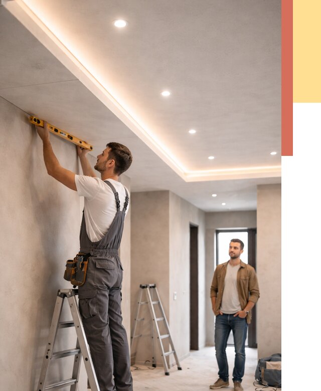 Потолок из гипсокартона с подсветкой в Урюпинске от 773 руб./м2 под ключ | ОТДЕЛОЧНИК-Рюп