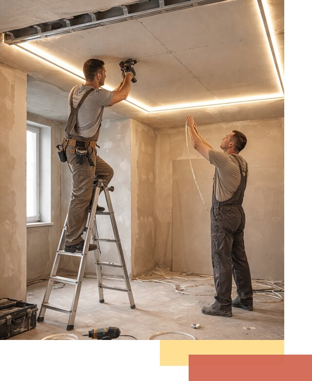 Потолок из гипсокартона с подсветкой в Урюпинске