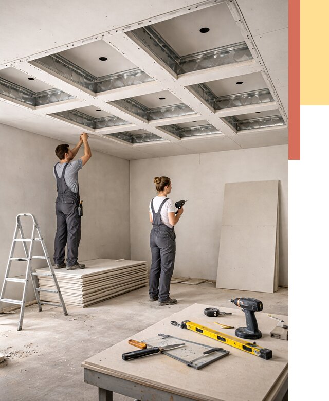 Кессонный потолок из гипсокартона в Урюпинске от 1906 руб. — монтаж и под ключ | ОТДЕЛОЧНИК-Рюп