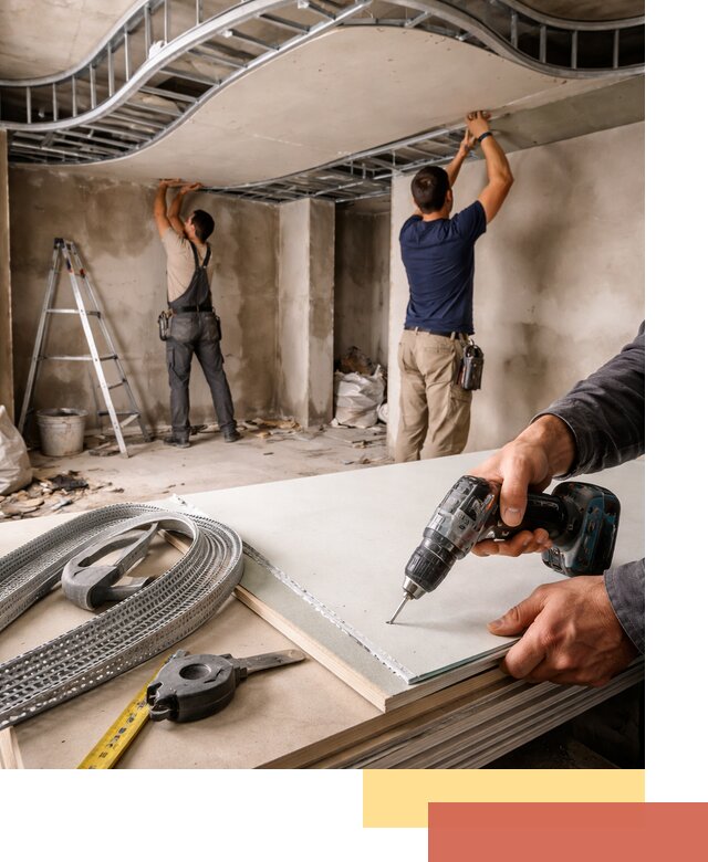 Криволинейный потолок из гипсокартона в Урюпинске — монтаж и отделка