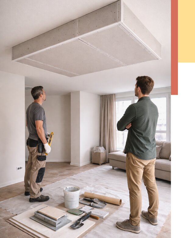 Короб на потолке из гипсокартона в Урюпинске от 2266 руб. — монтаж и услуги под ключ | ОТДЕЛОЧНИК-Рюп