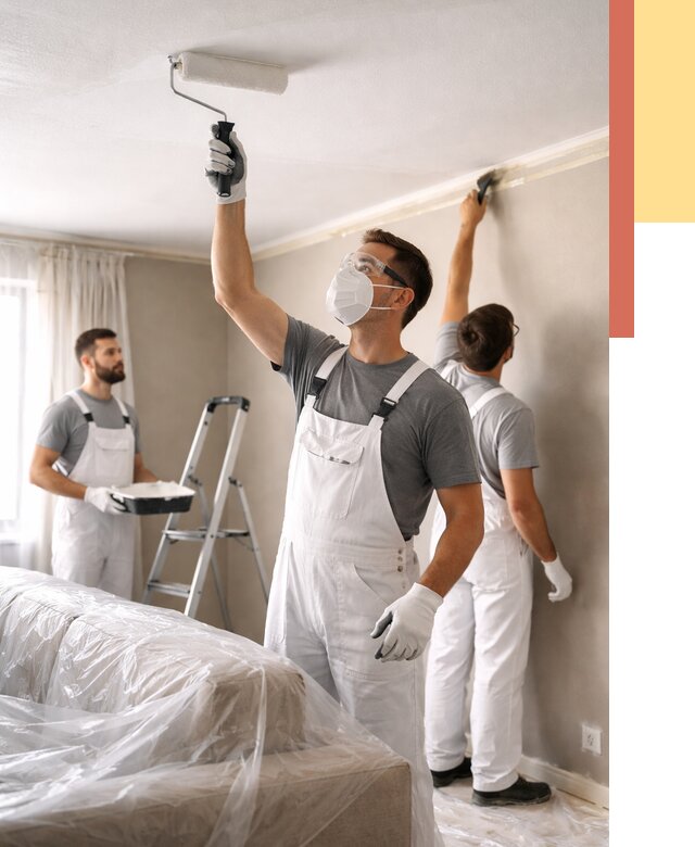 Покраска потолка водоэмельсионной краской в Урюпинске от 2266 руб/м² — услуги под ключ | ОТДЕЛОЧНИК-Рюп