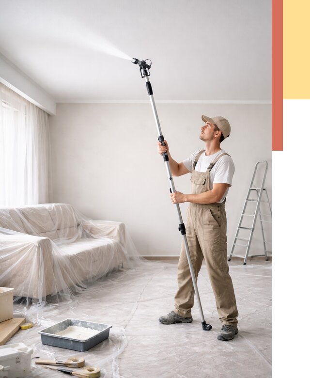 Покраска потолка краскопультом в Урюпинске от 4635 руб. быстро и недорого | ОТДЕЛОЧНИК-Рюп