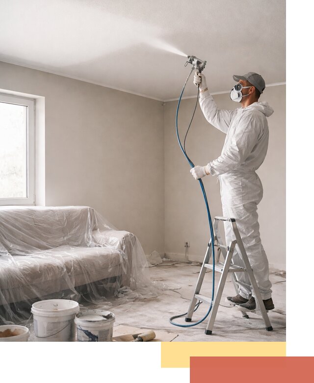 Покраска потолка краскопультом в Урюпинске быстро и качественно