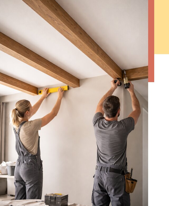 Монтаж декоративных балок на потолок в Урюпинске от 4326 руб. — ОТДЕЛОЧНИК-Рюп